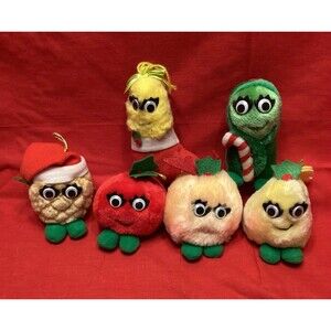 Del Monte Plush Christmas Yumkins 1991 Vegetable Tree Ornaments Set of 6